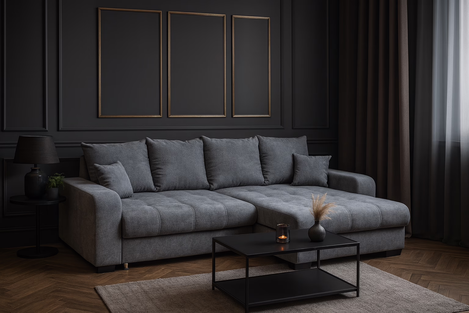 Narożnik HUGO – funkcja spania + 2x pojemnik na pościel