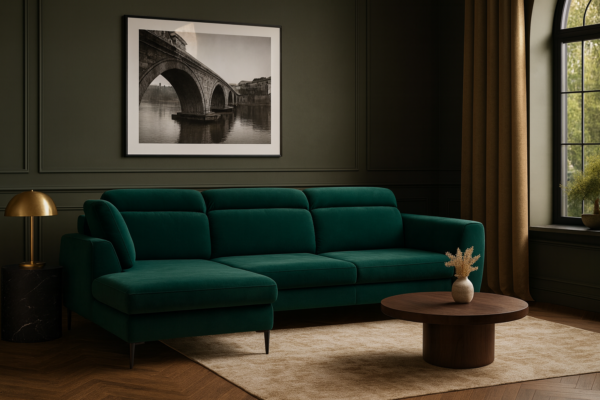 Narożnik IMPERIO - regulowane zagłówki + pojemnik na pościel