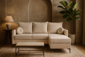 Narożnik LEO L - funkcja spania + pojemnik na pościel - sztruks