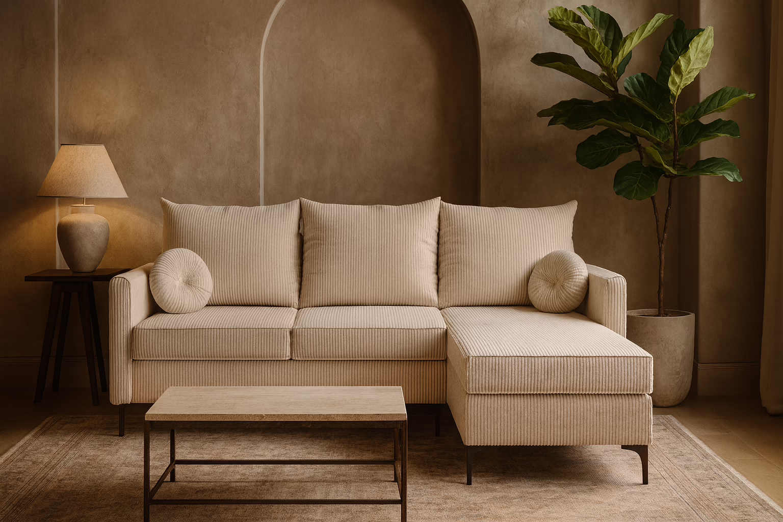 Narożnik LEO L – funkcja spania + pojemnik na pościel – sztruks