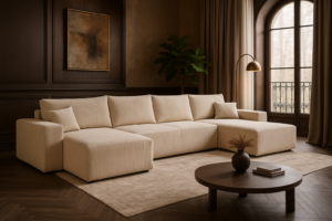 Narożnik MALAGA U - funkcja spania + pojemnik na pościel - sztruks