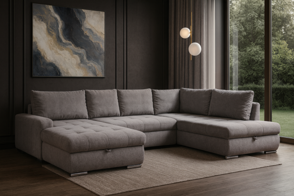 Narożnik MINDY - funkcja spania + x2 pojemniki na pościel