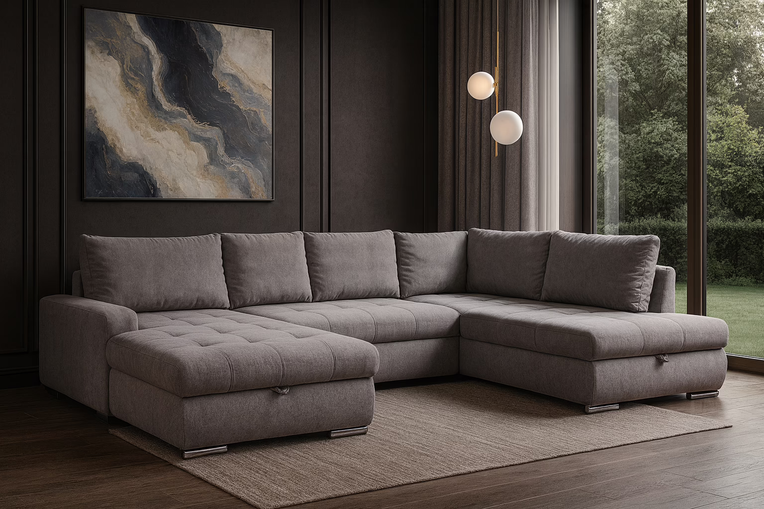 Narożnik MINDY – funkcja spania + x2 pojemniki na pościel