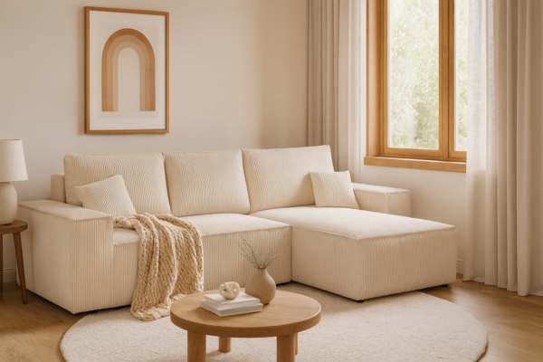 Narożnik MODO L - funkcja spania + pojemnik - sztruks