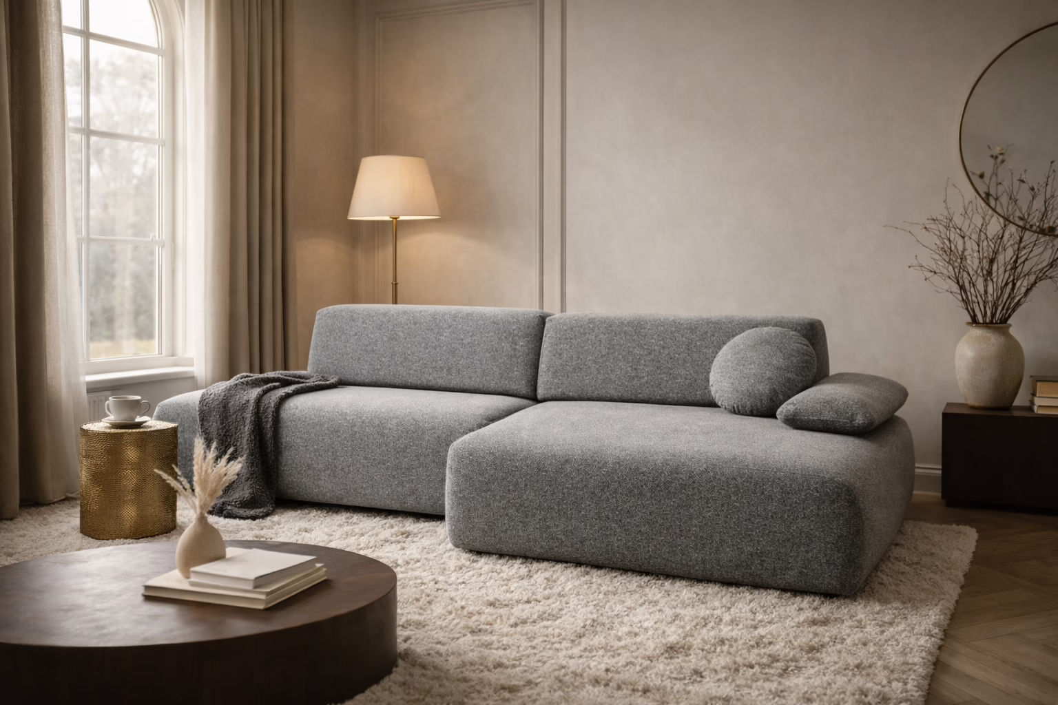 Narożnik NAORA – funkcja spania + pojemnik na pościel