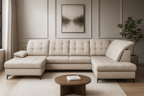 Narożnik ENZO z regulowanymi zagłówkami + funkcją spania