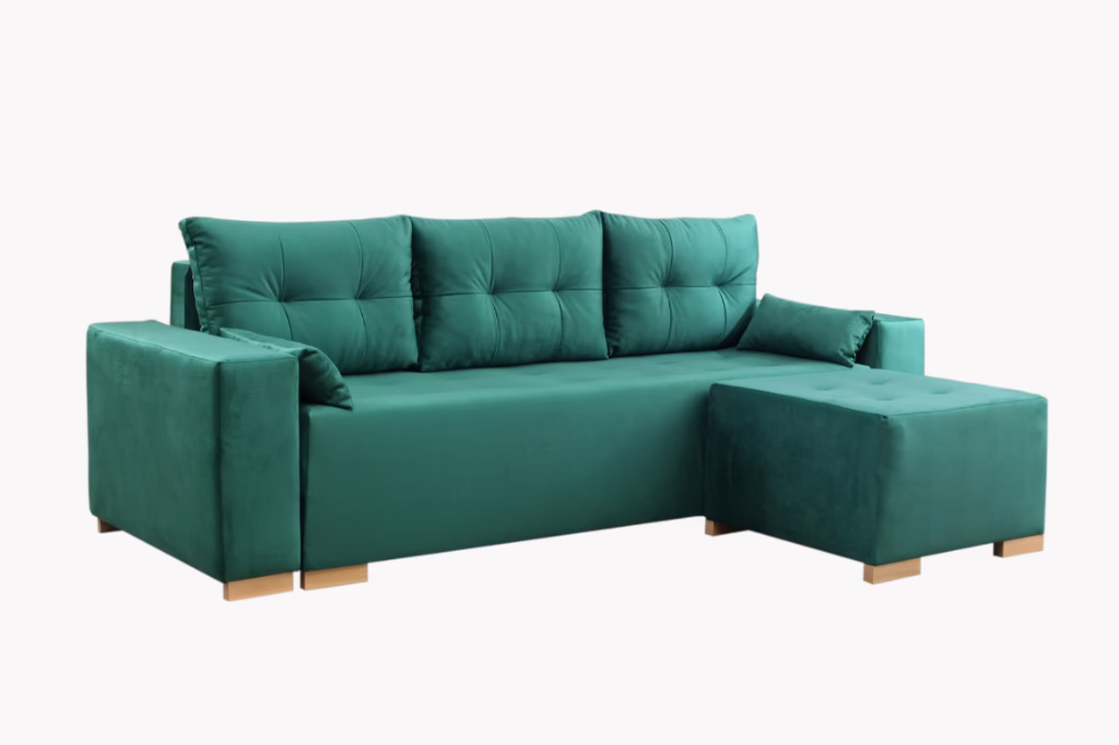 Sofa PARMA + PUF – funkcja spania + pojemnik na pościel