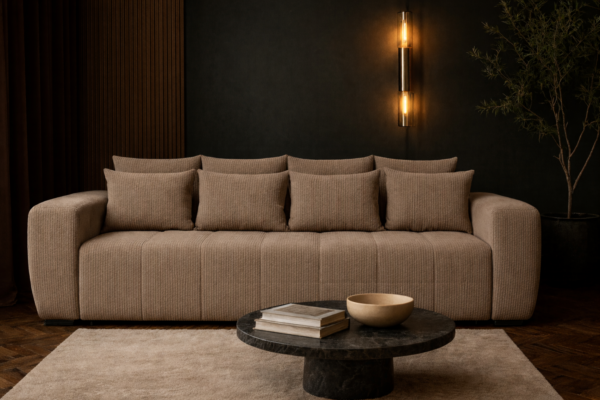 Duża sofa 4-osobowa rozkładana z funkcją spania i 2 pojemnikami KESTO