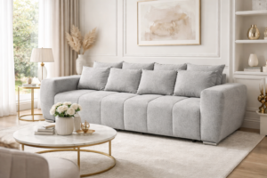 Duża sofa 4-osobowa rozkładana z funkcją spania i 2 pojemnikami - tkanina MALMO NEW 83 szybka wysyłka KESTO