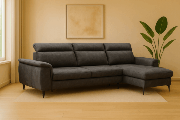 Narożnik SPILLO - regulowane zagłówki + pojemnik na pościel