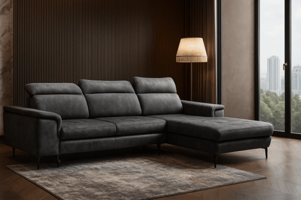 Narożnik SPILLO - regulowane zagłówki + pojemnik na pościel