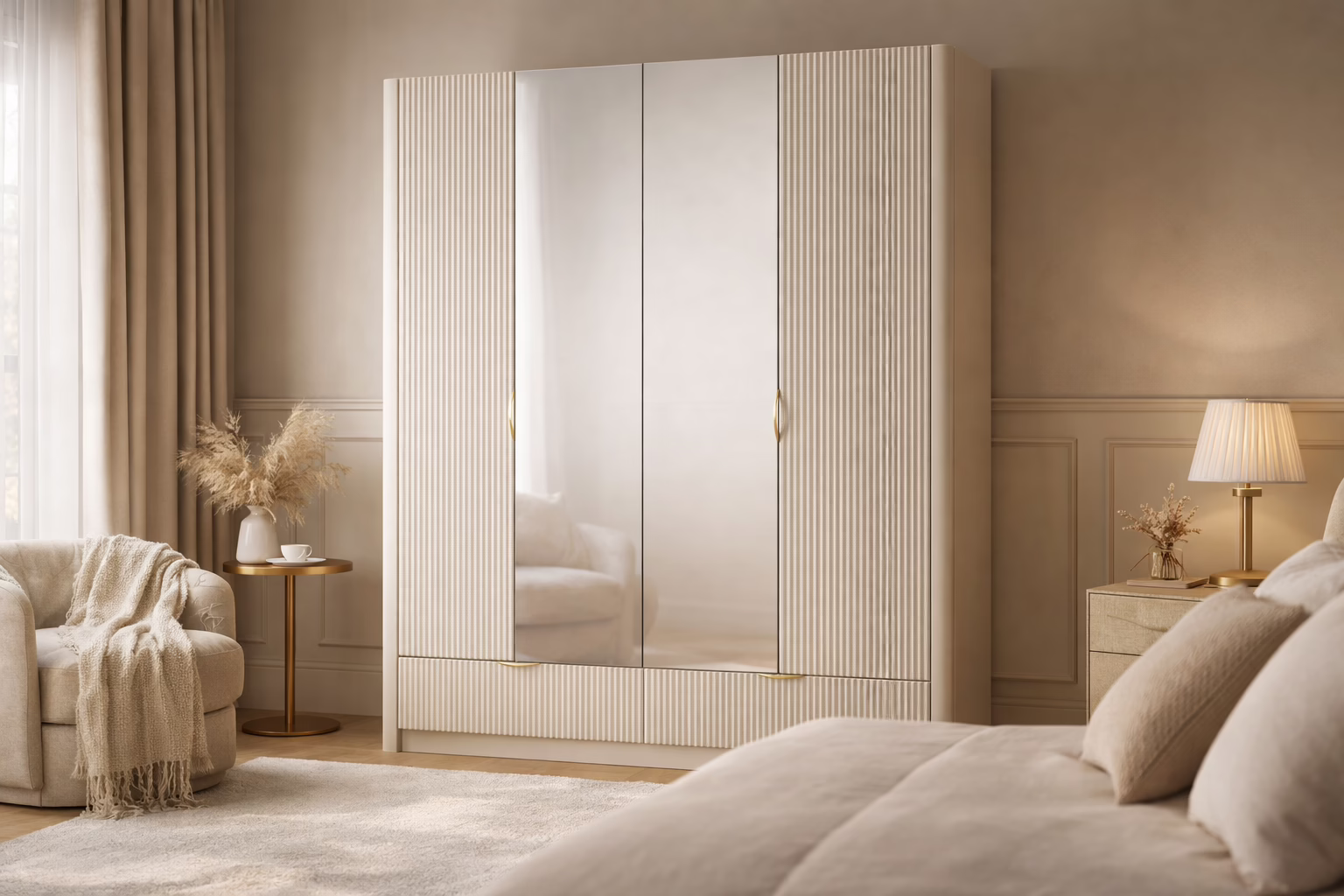 Szafa LANTE kaszmir, ryflowane fronty